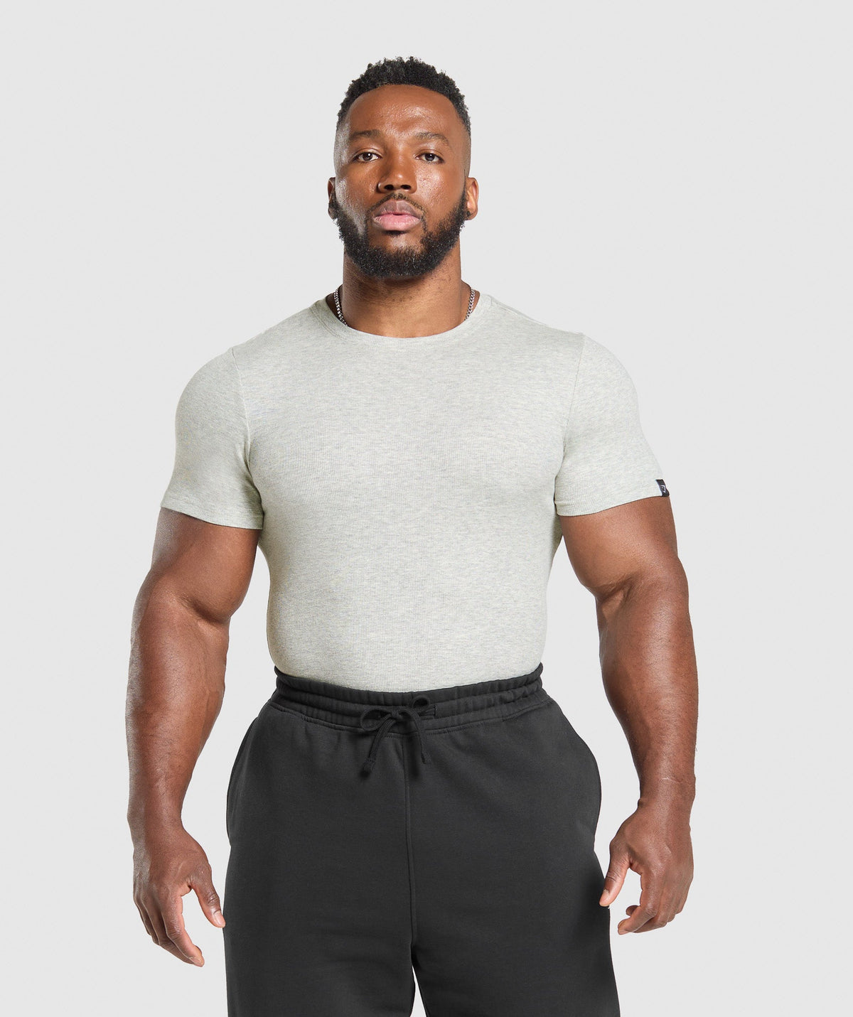 Gymshark Ribbed Tee - Stone Grey Marl