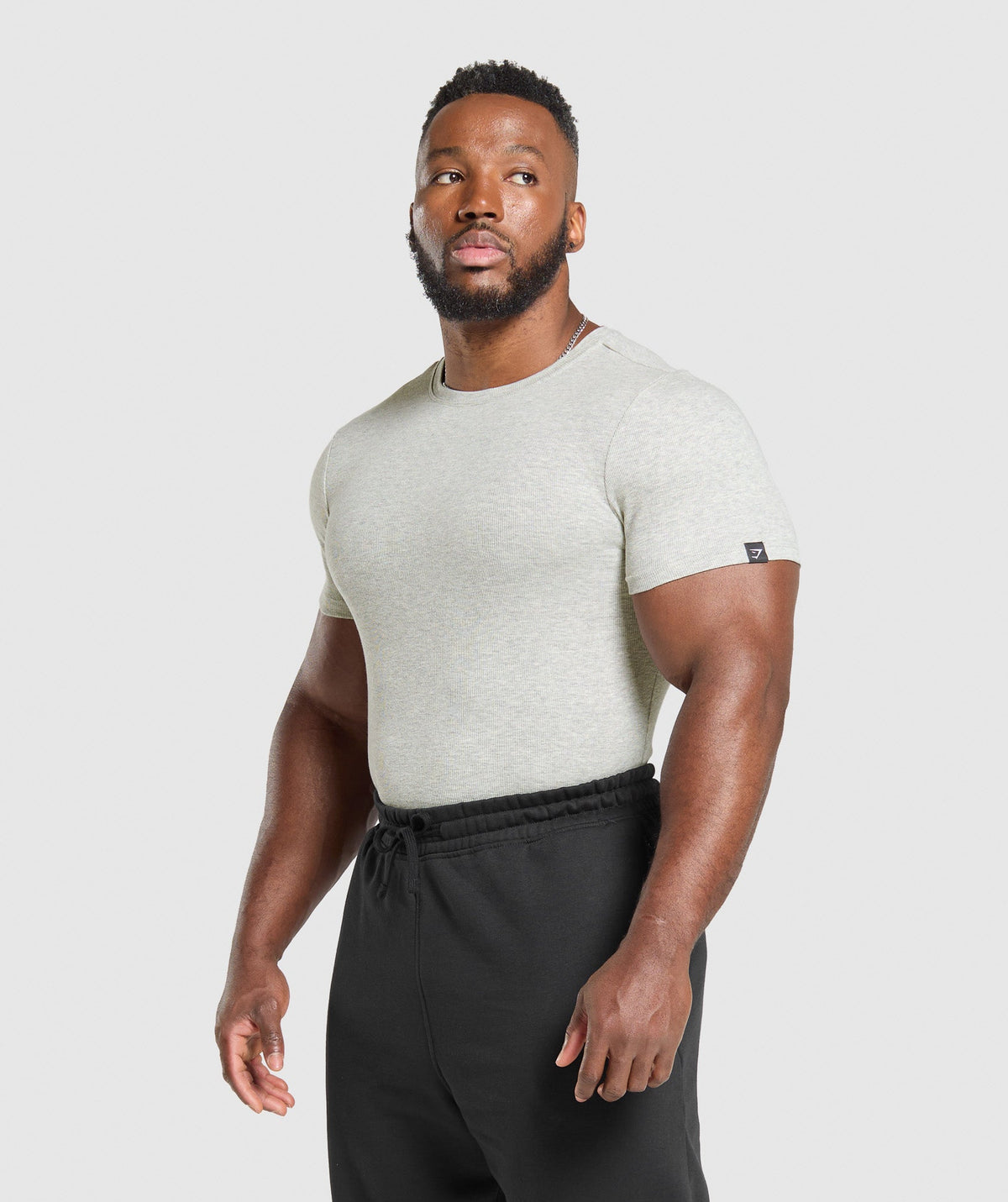 Gymshark Ribbed Tee - Stone Grey Marl