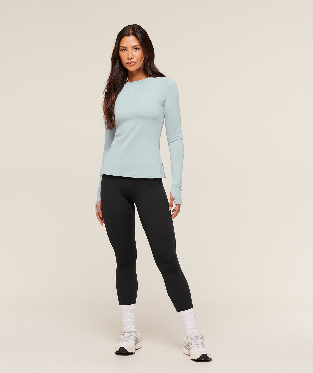 Gymshark Running Back Vent Long Sleeve Top - Smoke Blue