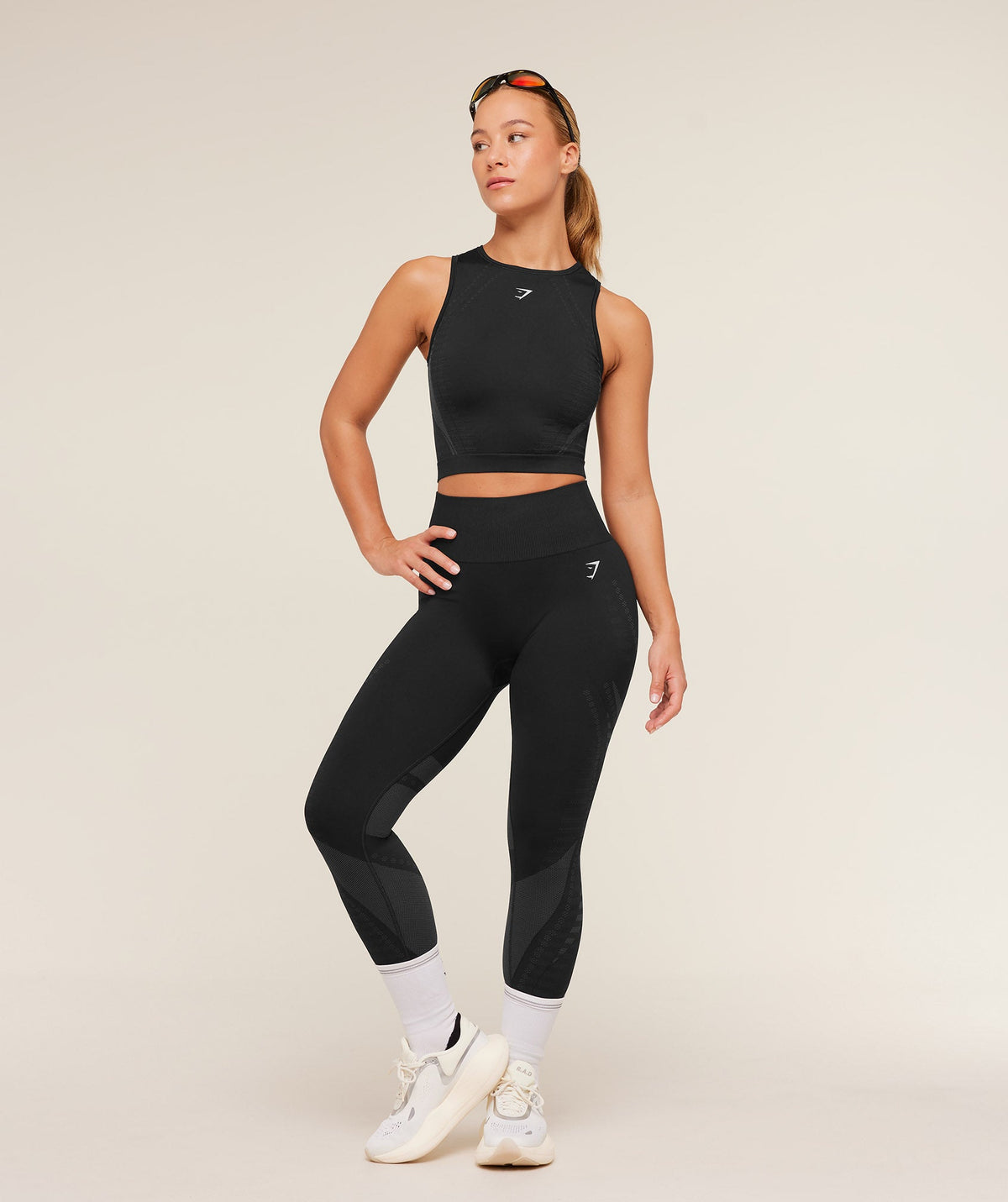 Gymshark Running Seamless Legging - Black/Asphalt Grey
