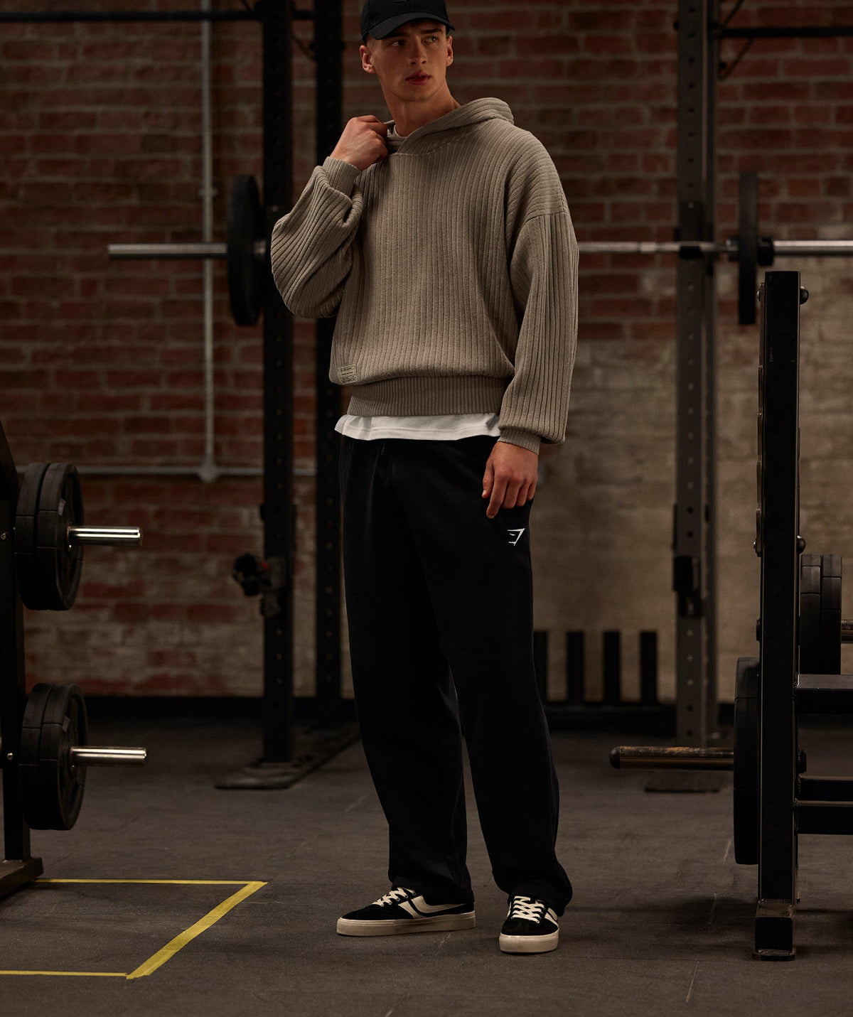 Gymshark x Saalt Studios Knitted Hoodie - Cement Brown/Oat White