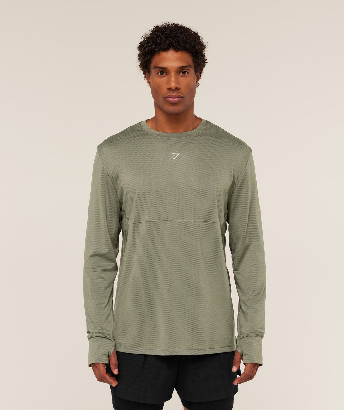 Gymshark Running Long Sleeve Tee - Base Green