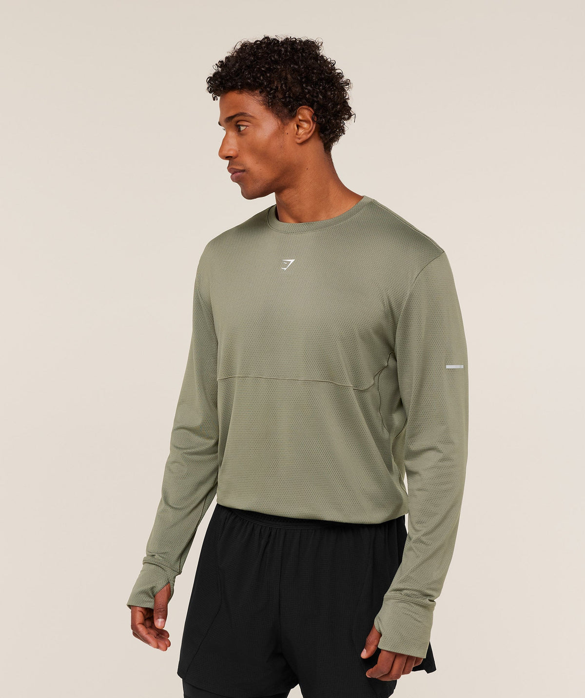 Gymshark Running Long Sleeve Tee - Base Green