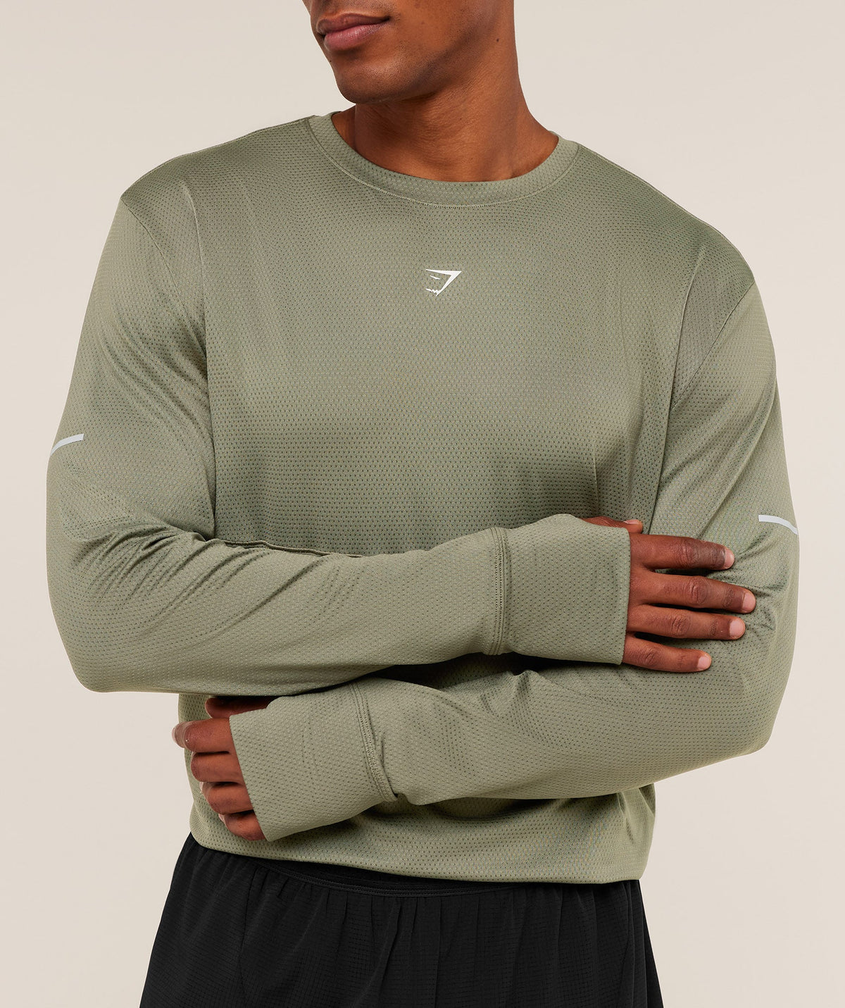 Gymshark Running Long Sleeve Tee - Base Green