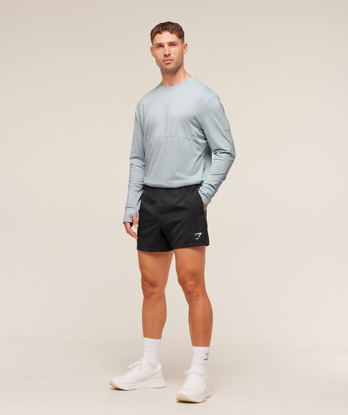 Gymshark Running Long Sleeve Tee - Smoke Blue