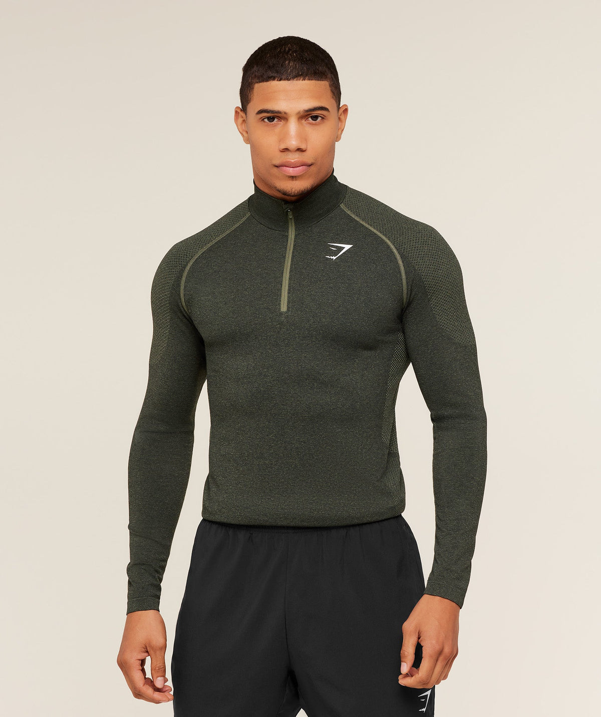 Gymshark Vital Seamless 1/4 Zip - Core Olive/Black