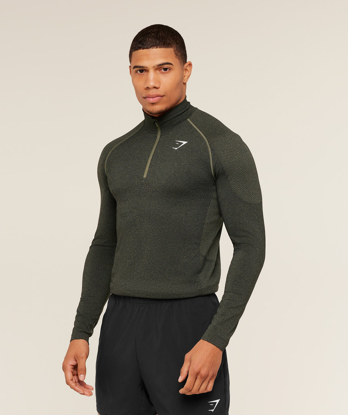 Gymshark Vital Seamless 1/4 Zip - Core Olive/Black