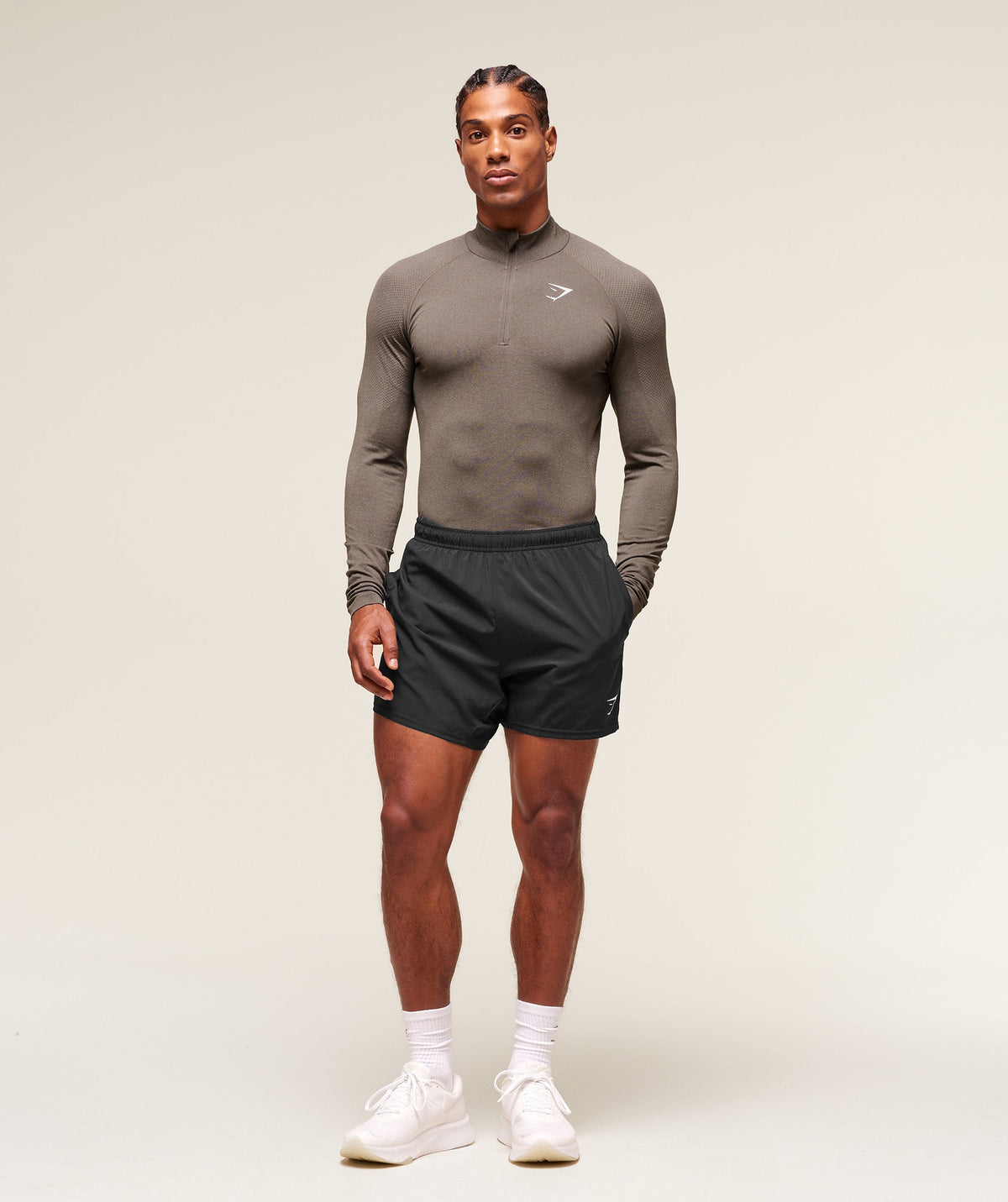 Gymshark Vital Seamless 1/4 Zip - Camo Brown/Linen Brown