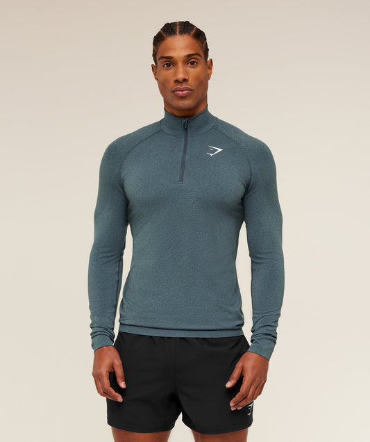 Gymshark Vital Seamless 1/4 Zip - Iron Blue/Stealth Blue
