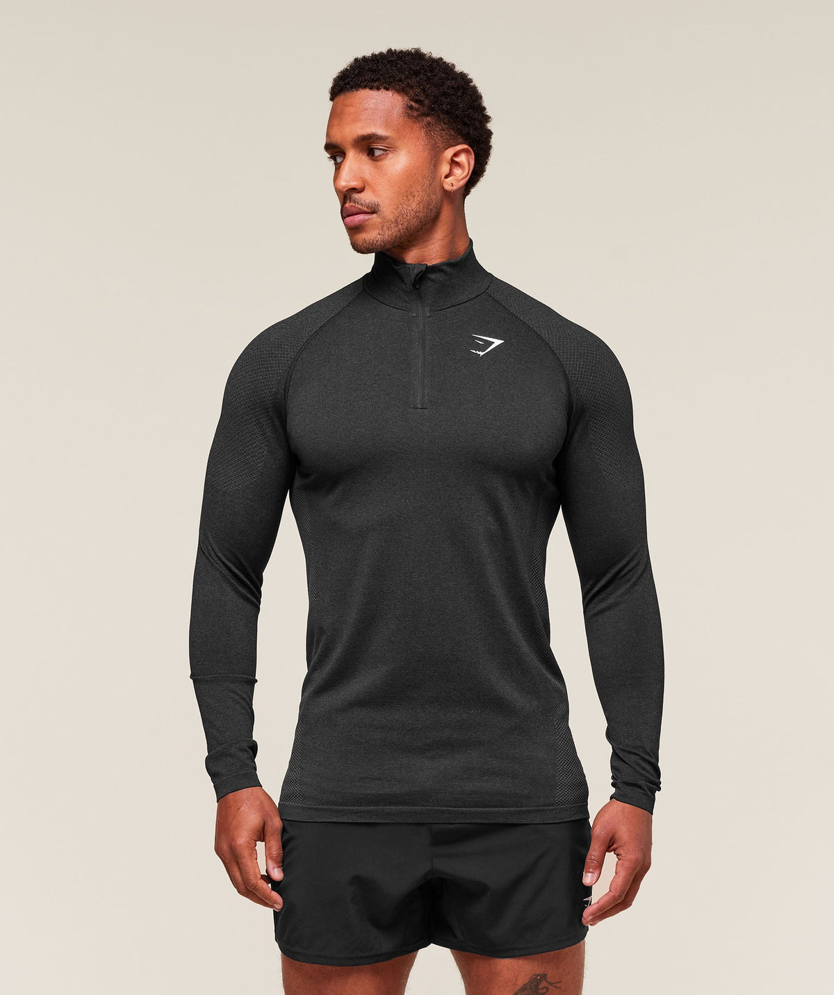 Gymshark Vital Seamless 1/4 Zip - Black/Silhouette Grey