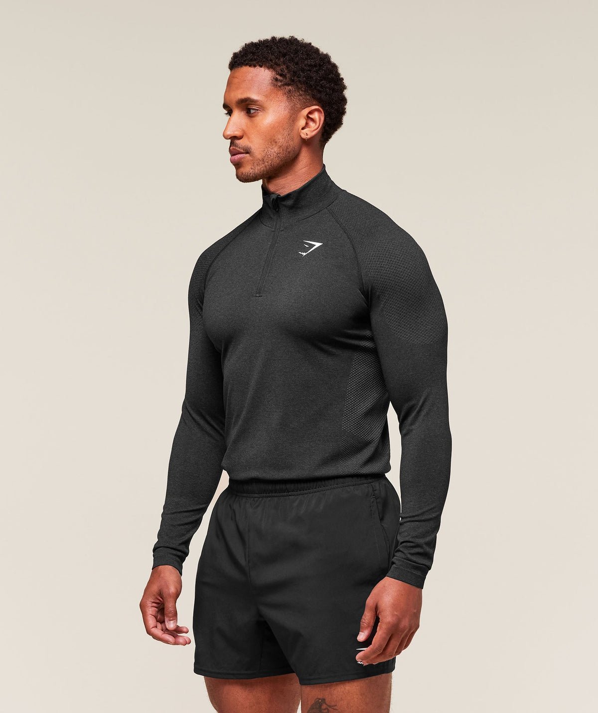 Gymshark Vital Seamless 1/4 Zip - Black/Silhouette Grey