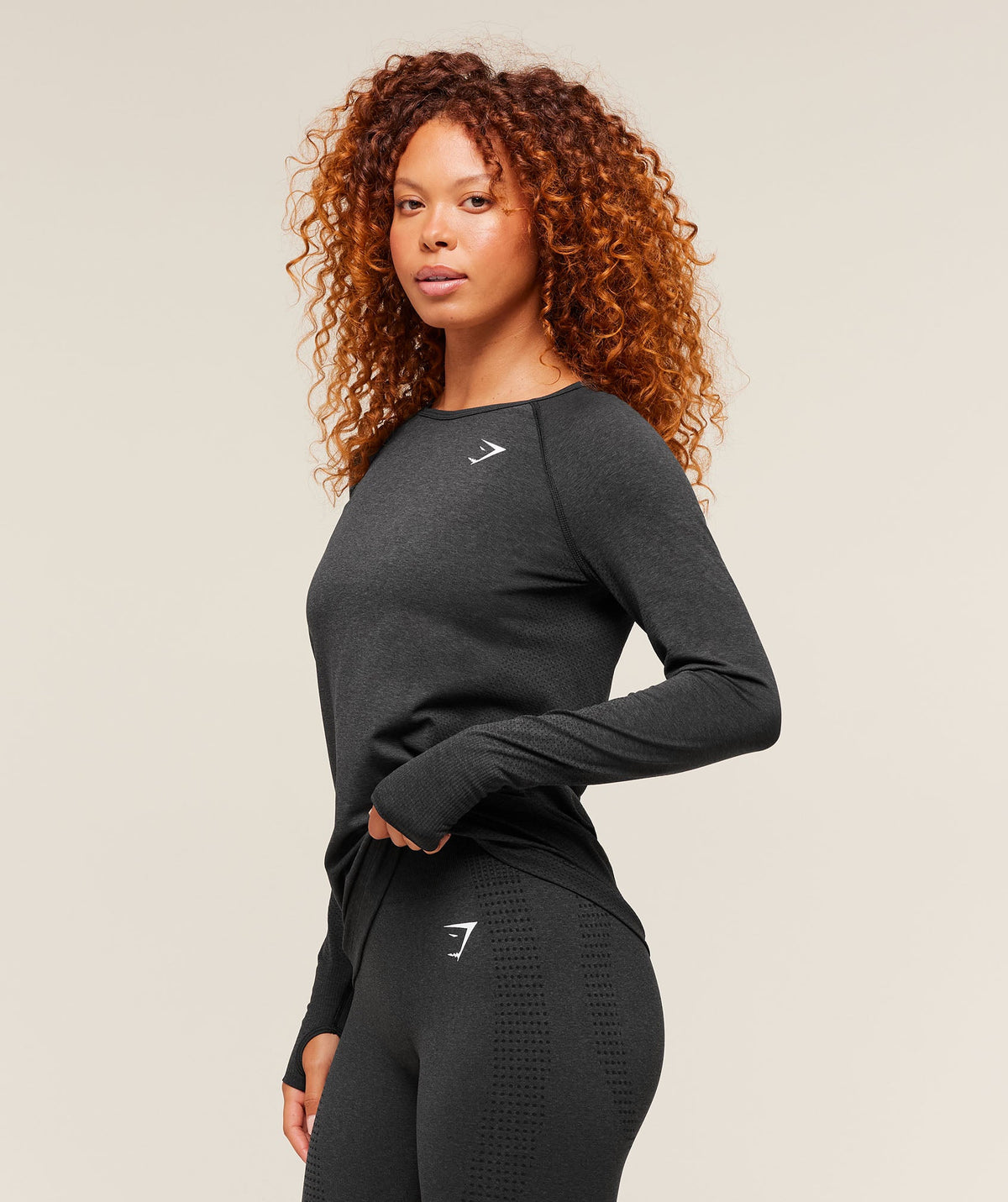 Gymshark Vital Seamless 2.0 Light Long Sleeve Top - Black Marl