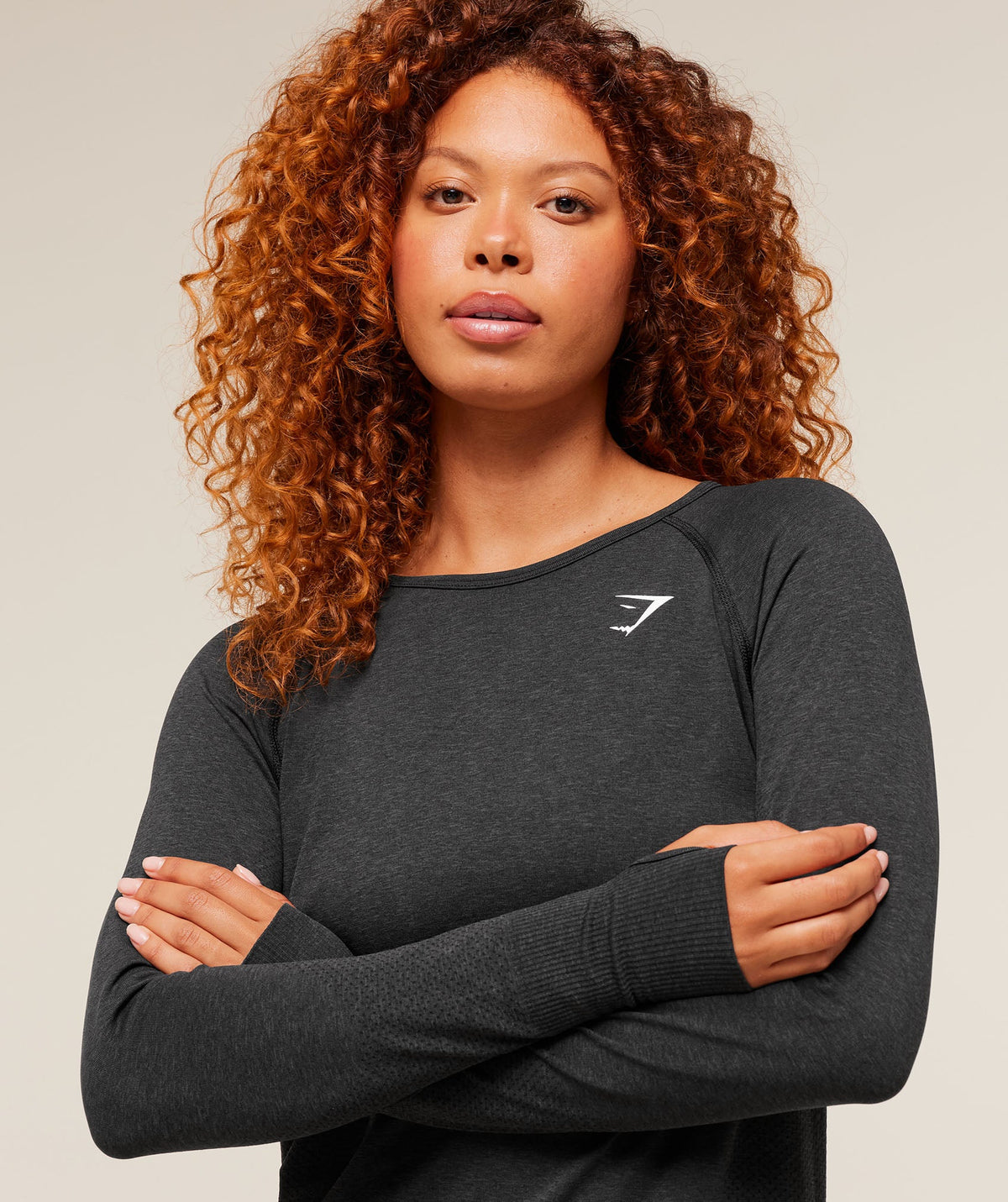 Gymshark Vital Seamless 2.0 Light Long Sleeve Top - Black Marl