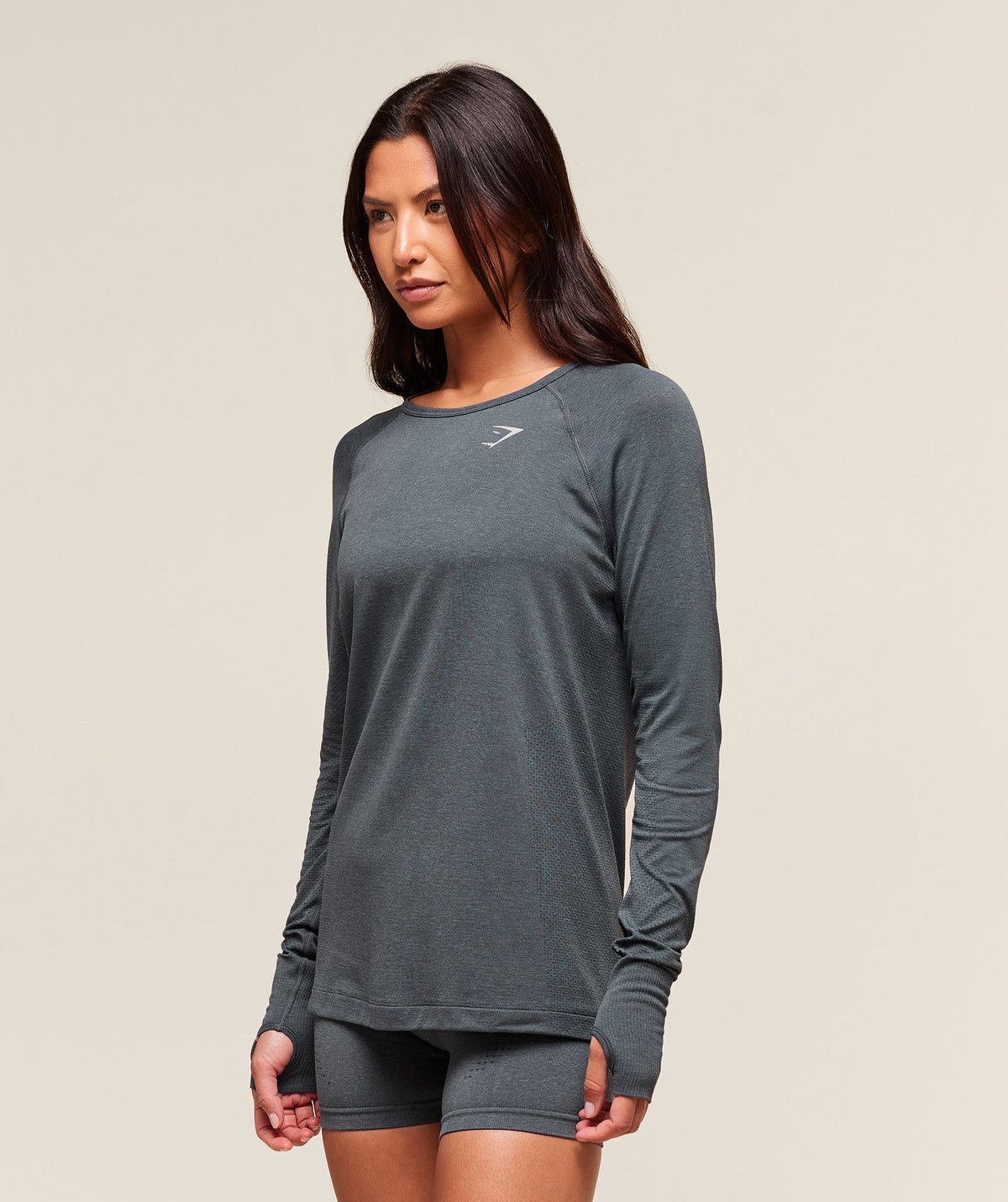 Gymshark Vital Seamless 2.0 Light Long Sleeve Top - Strong Grey/ Marl