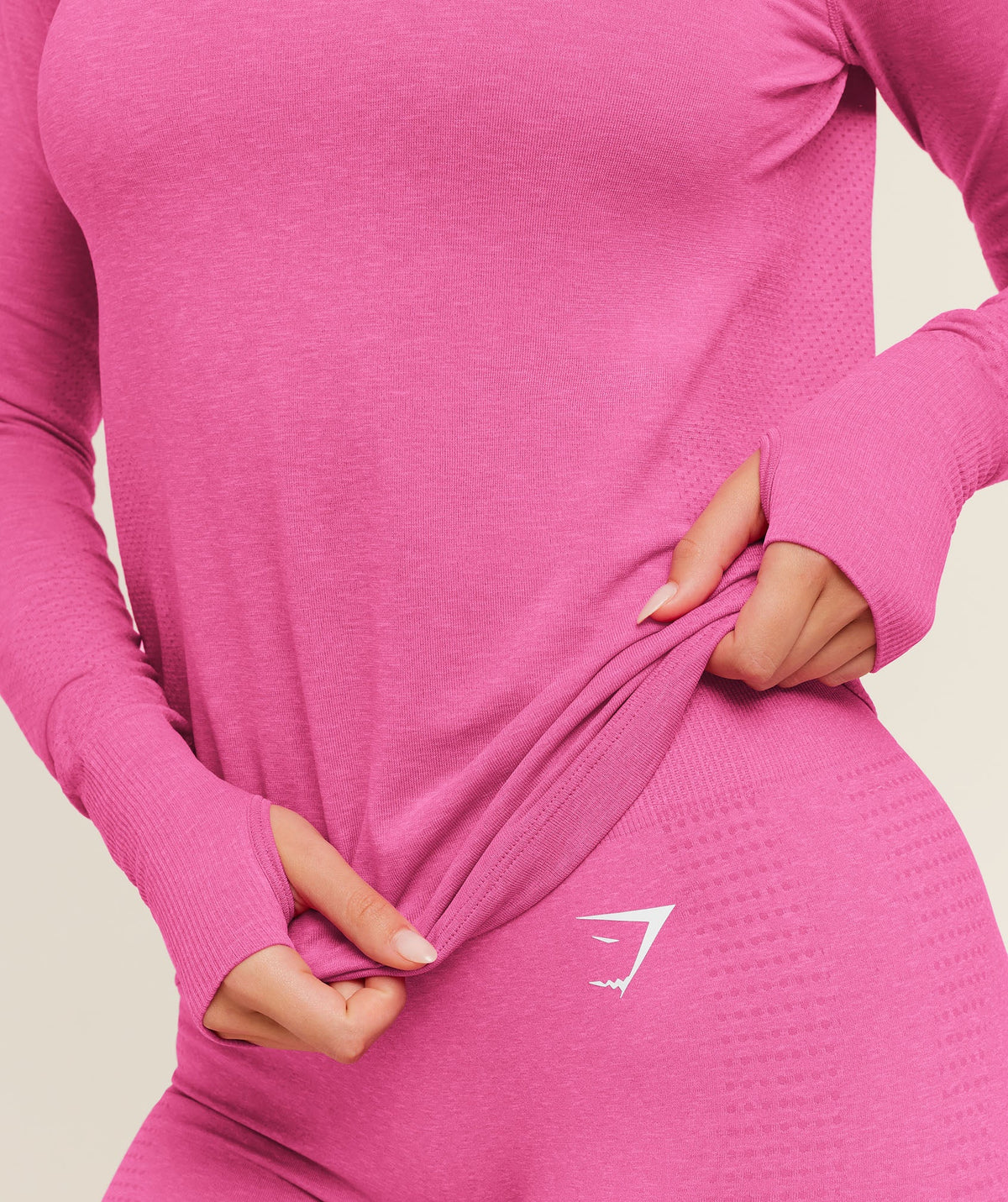 Gymshark Vital Seamless 2.0 Light Long Sleeve Top - Super-Set Pink/Marl