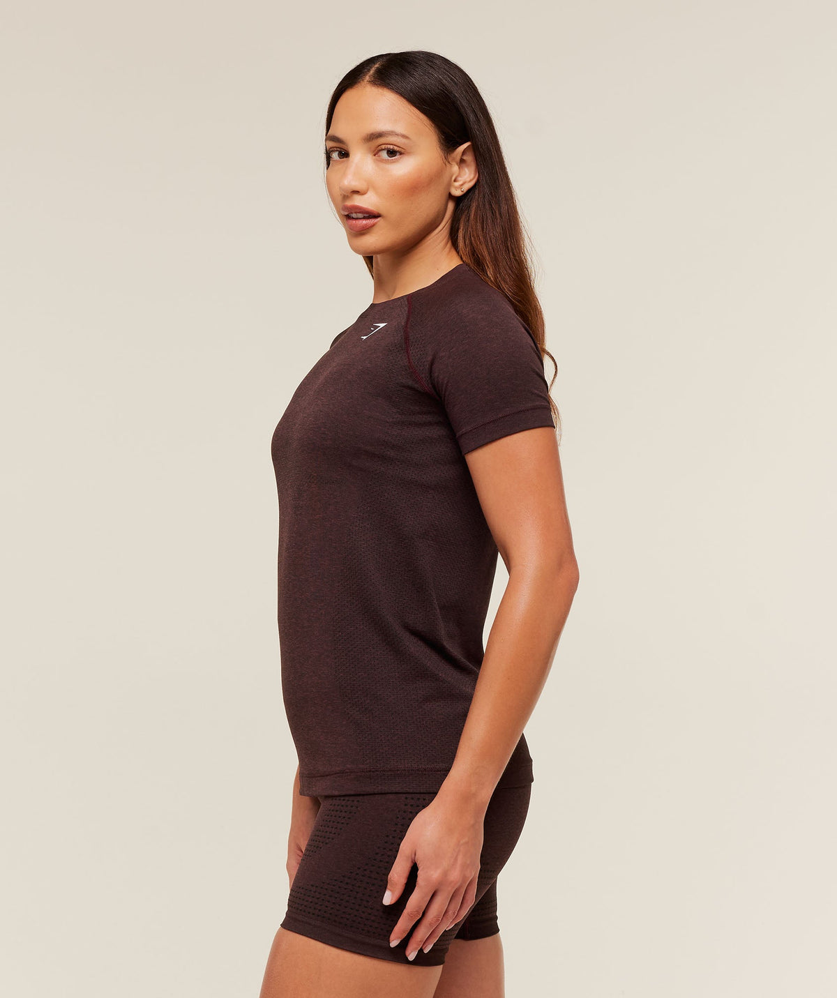 Gymshark Vital Seamless 2.0 Light Tee - Rich Maroon/Marl