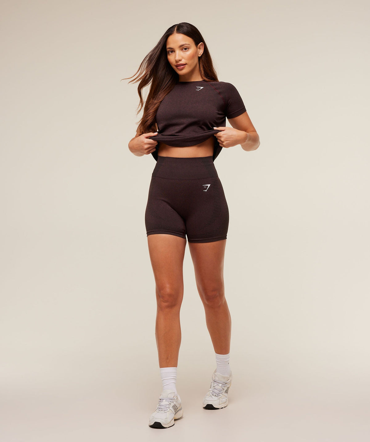 Gymshark Vital Seamless 2.0 Light Tee - Rich Maroon/Marl