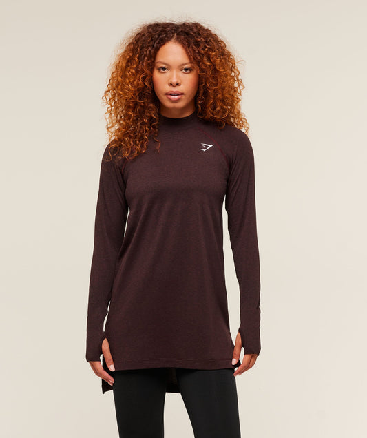 Gymshark Vital Long Line Top - Rich Maroon/Marl