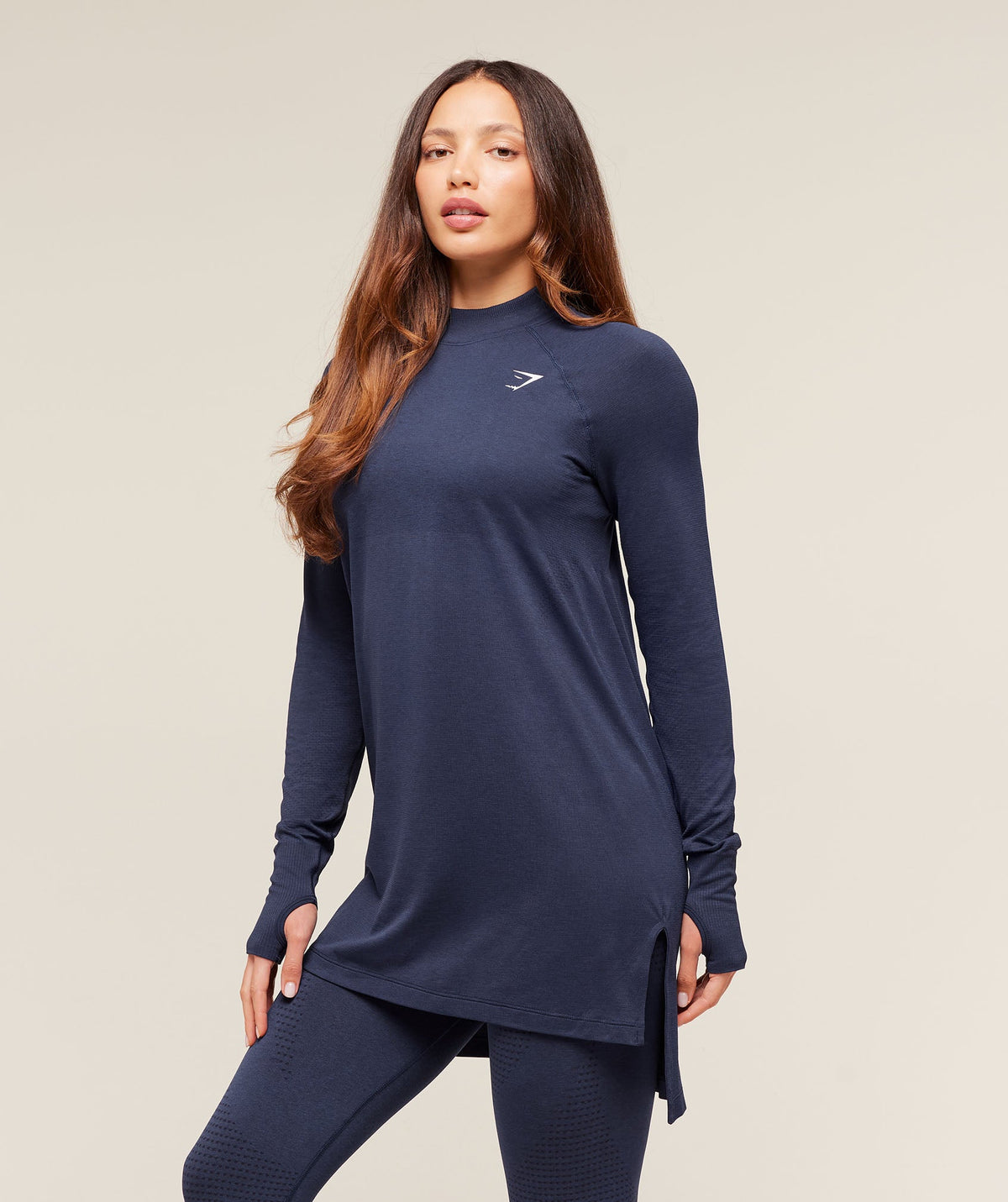 Gymshark Vital Long Line Top - Heavy Blue/Marl