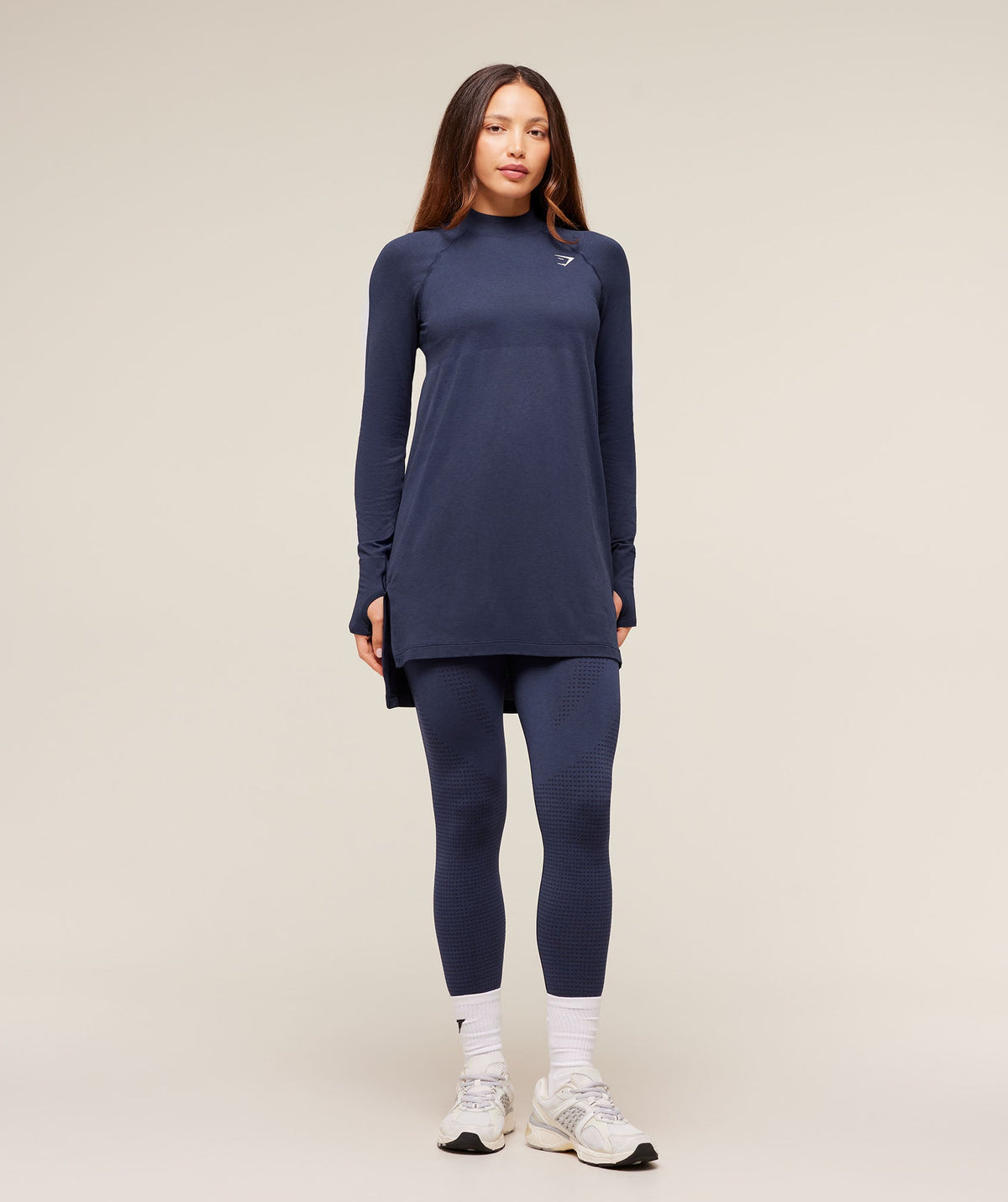 Gymshark Vital Long Line Top - Heavy Blue/Marl
