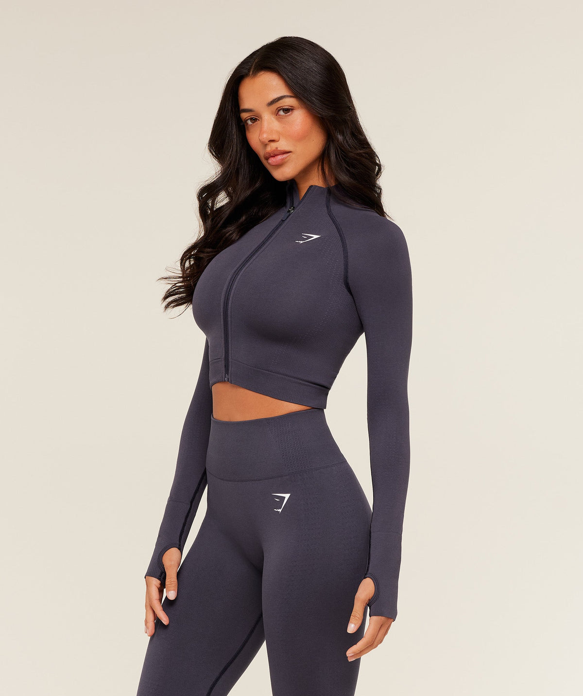 Gymshark Vital Seamless Midi Zip 2.0 Pullover - Midnight Purple/Marl