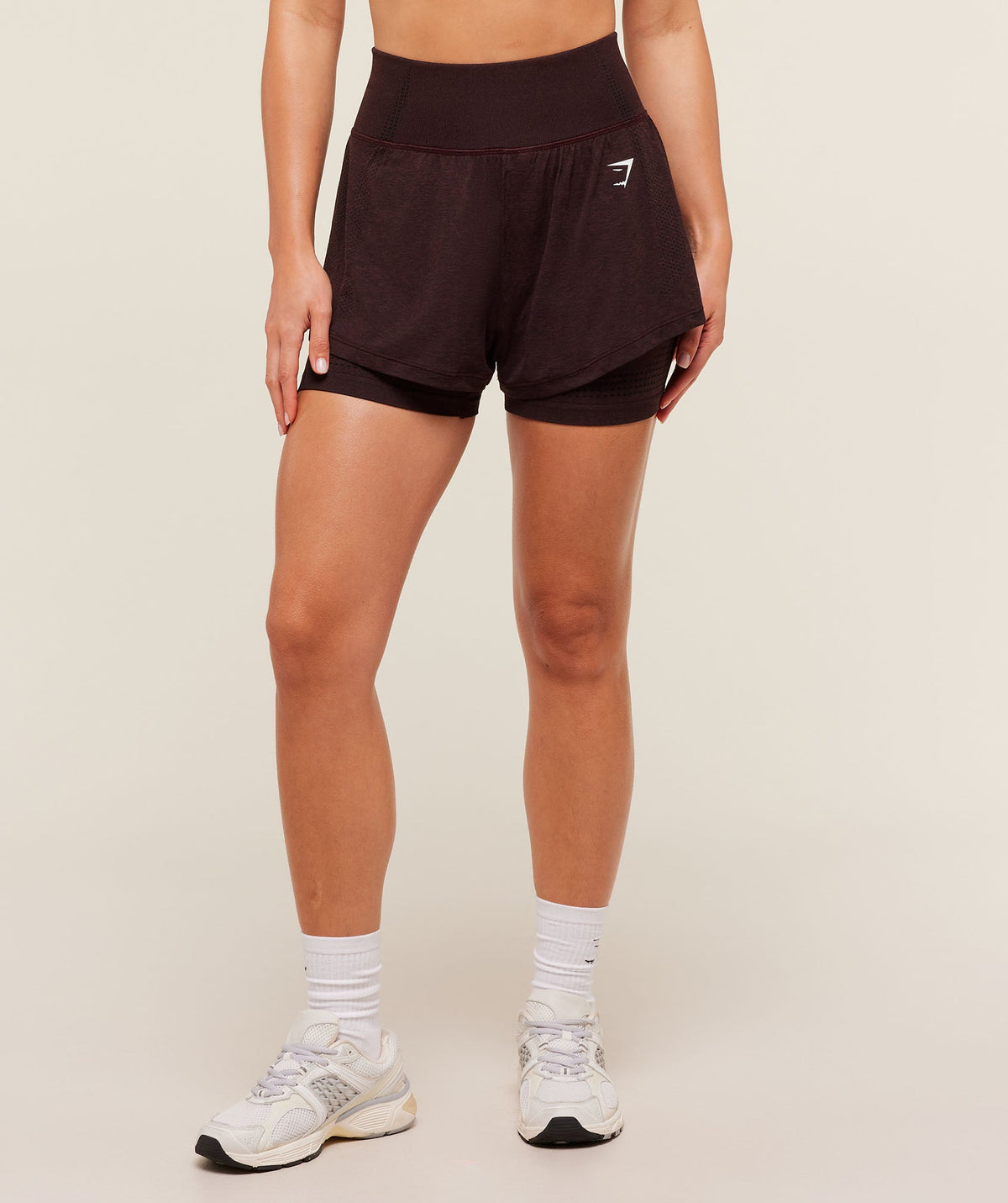 Gymshark Vital Seamless 2-in-1 Shorts - Rich Maroon/Marl