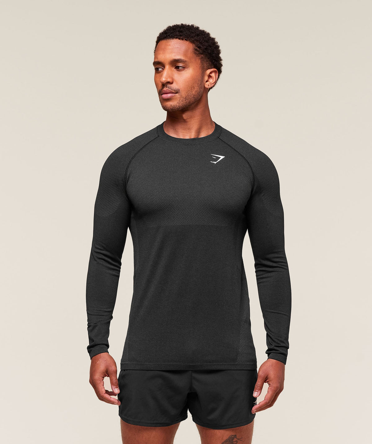 Gymshark Vital Seamless Long Sleeve Tee - Black/Silhouette Grey