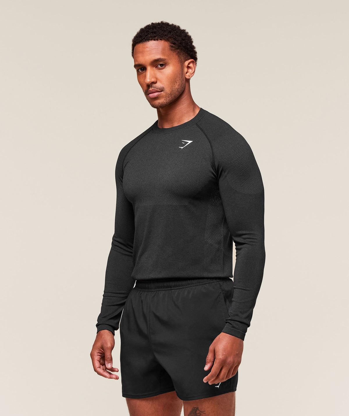 Gymshark Vital Seamless Long Sleeve Tee - Black/Silhouette Grey