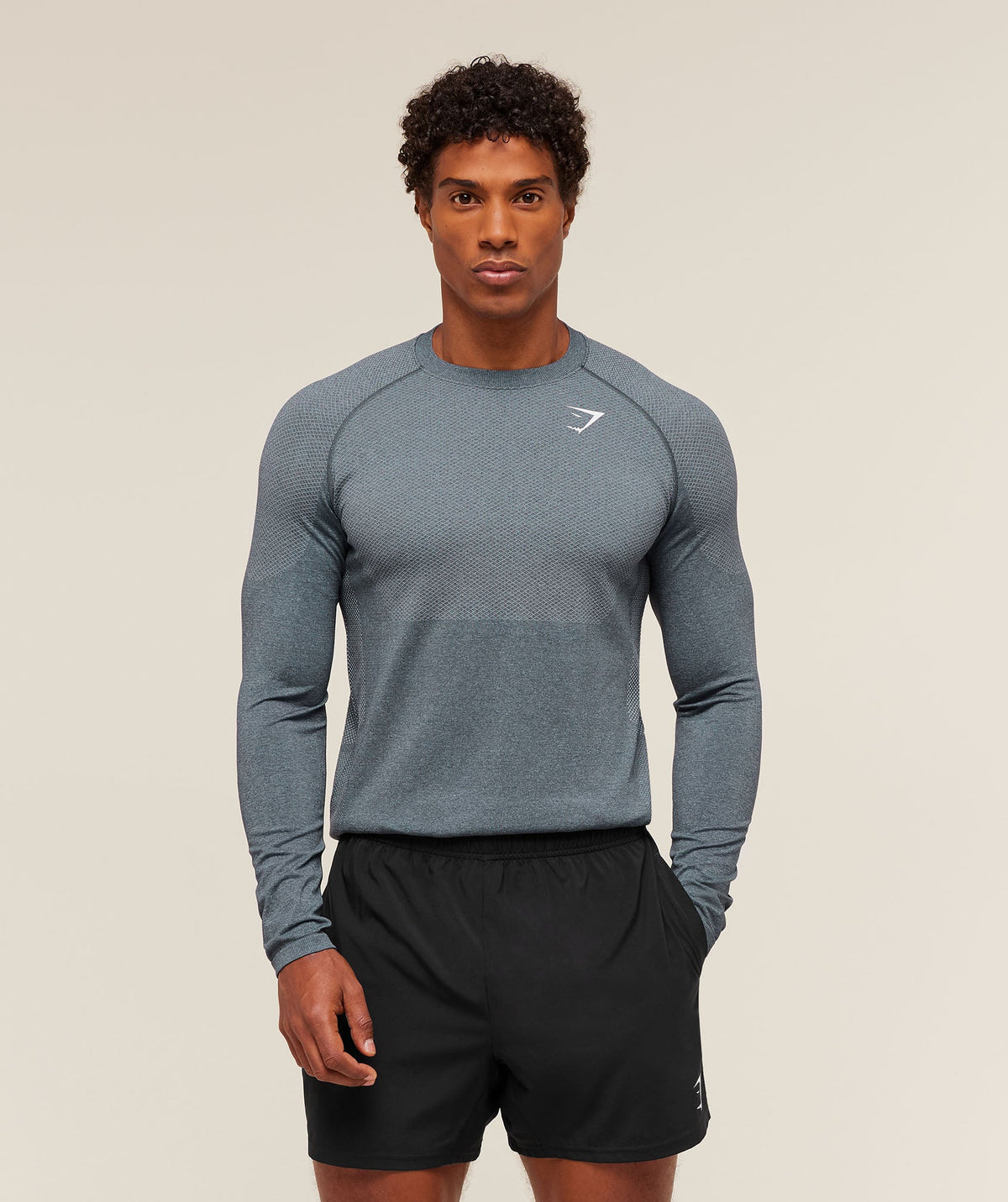 Gymshark Vital Seamless Long Sleeve Tee - Iron Blue/Smoke Blue