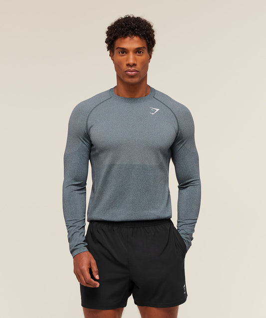 Gymshark Vital Seamless Long Sleeve Tee - Iron Blue/Smoke Blue