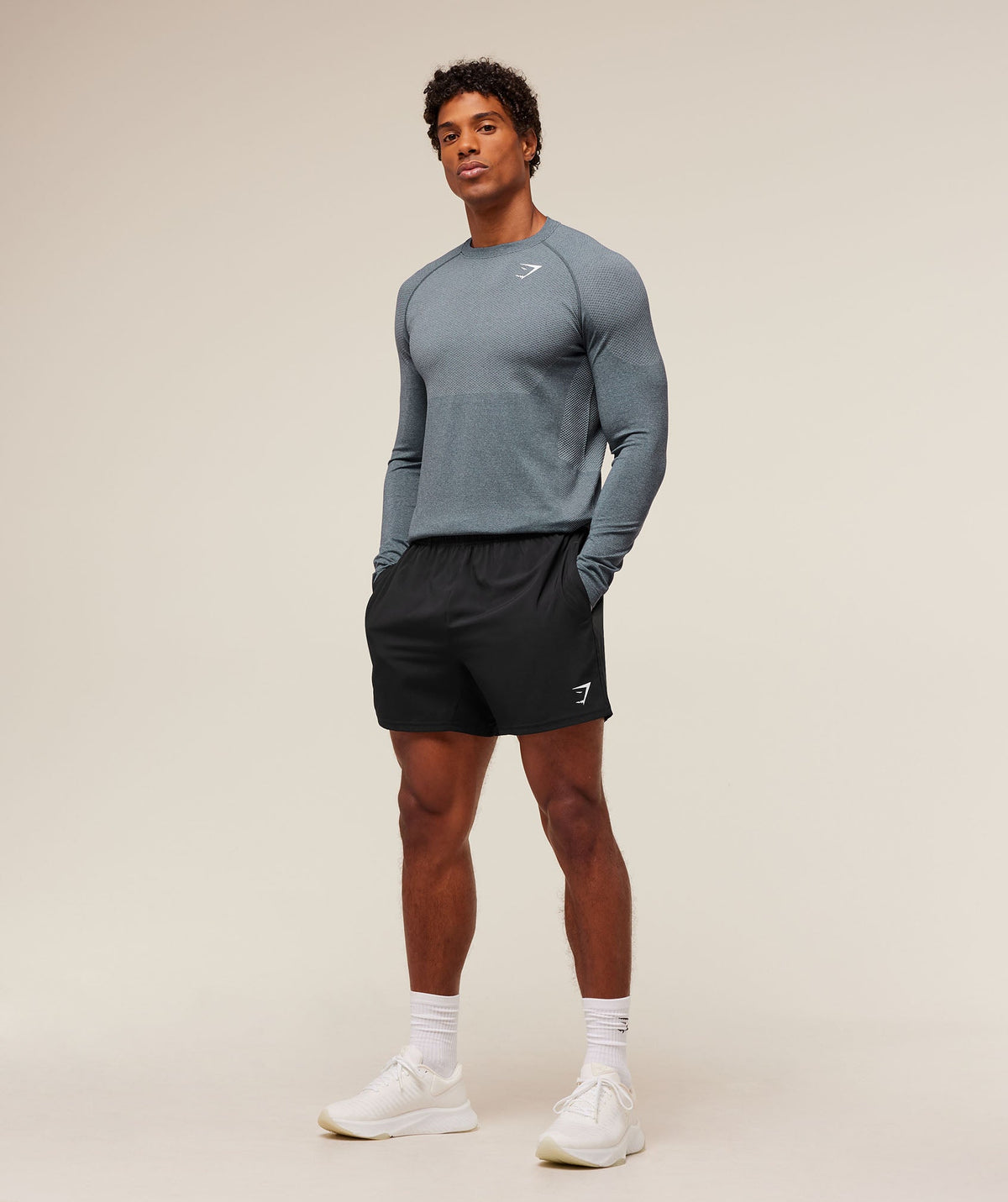 Gymshark Vital Seamless Long Sleeve Tee - Iron Blue/Smoke Blue