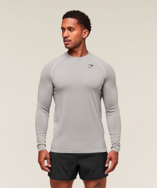 Gymshark Vital Seamless Long Sleeve Tee - Light Grey/Smokey Grey
