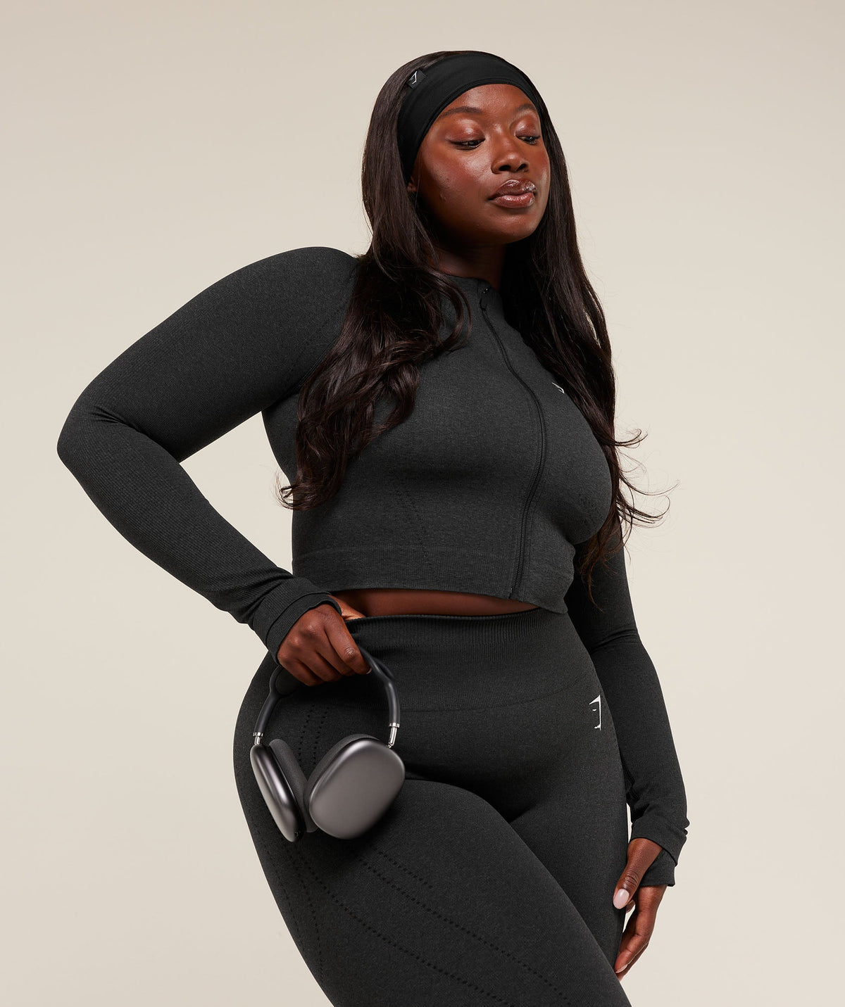 Gymshark Vital Seamless Warm Jacket - Black Marl