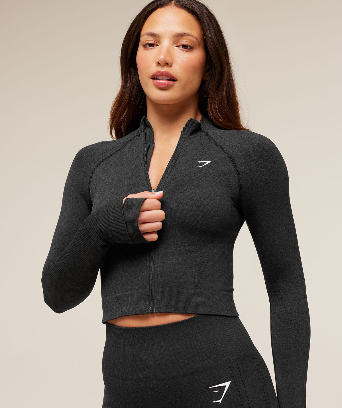 Gymshark Vital Seamless Warm Jacket - Black Marl