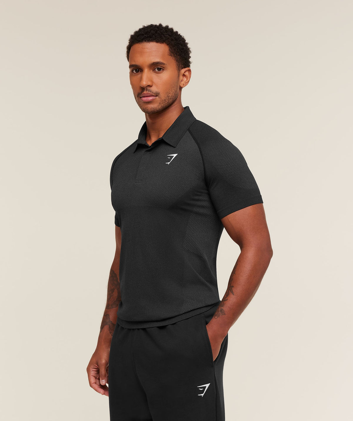 Gymshark Vital Seamless Polo - Black/Silhouette Grey
