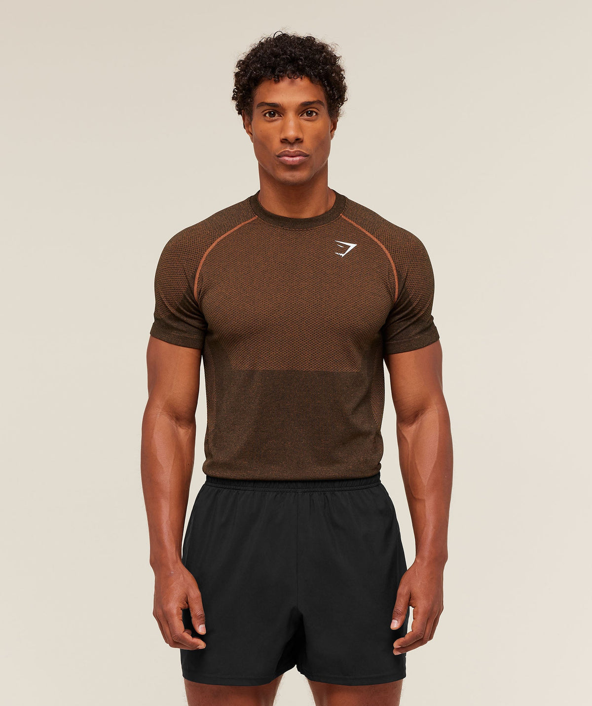 Gymshark Vital Seamless Tee - Black/Spiced Brown