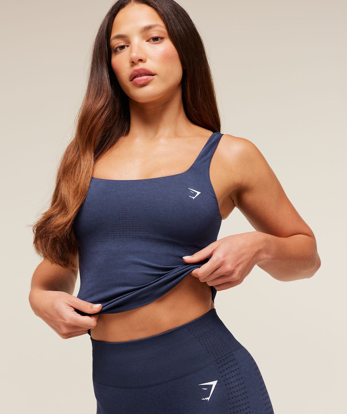 Gymshark Vital Seamless Tank With Shelf - Heavy Blue/Marl