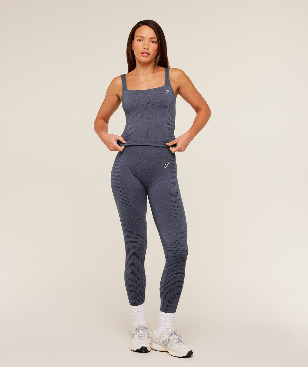 Gymshark Vital Seamless Tank With Shelf - Stealth Blue/Marl