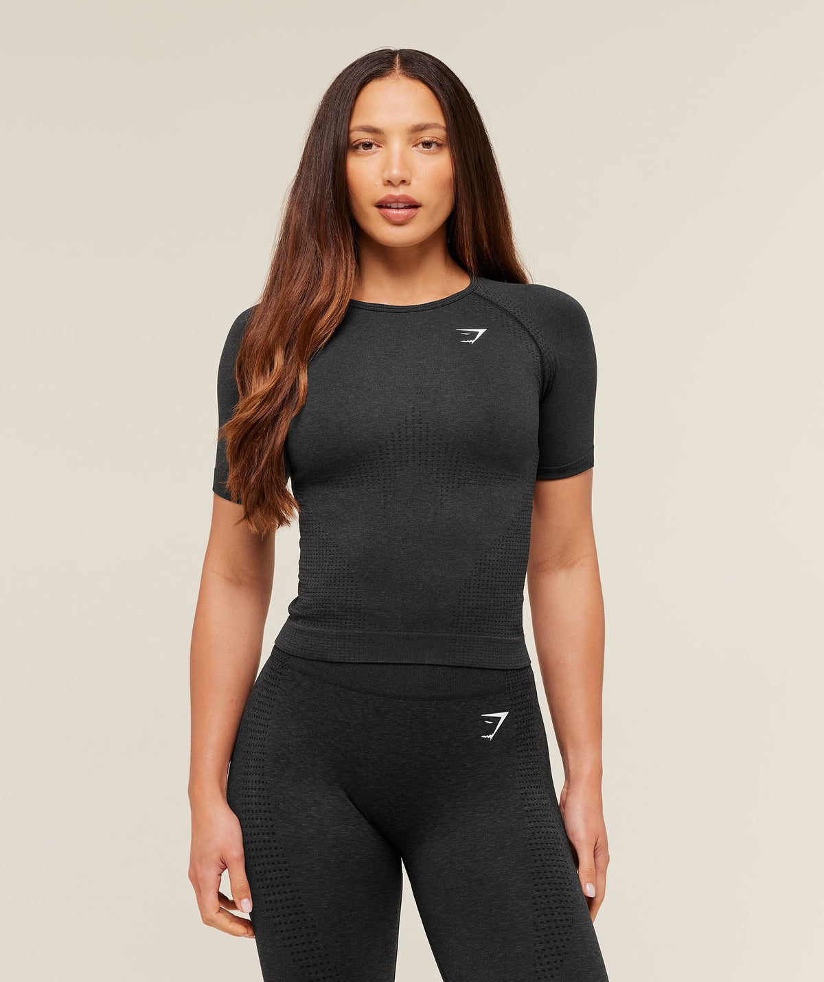 Gymshark Vital Seamless Tight Tee - Black Marl