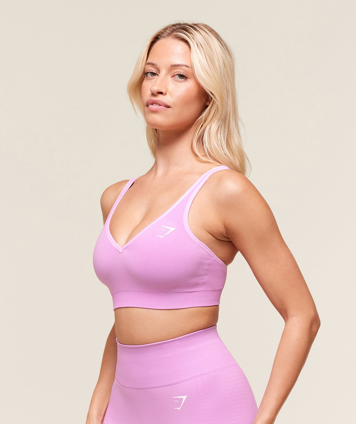 Gymshark Vital Seamless V Neck Sports Bra - Sour Pink/Marl