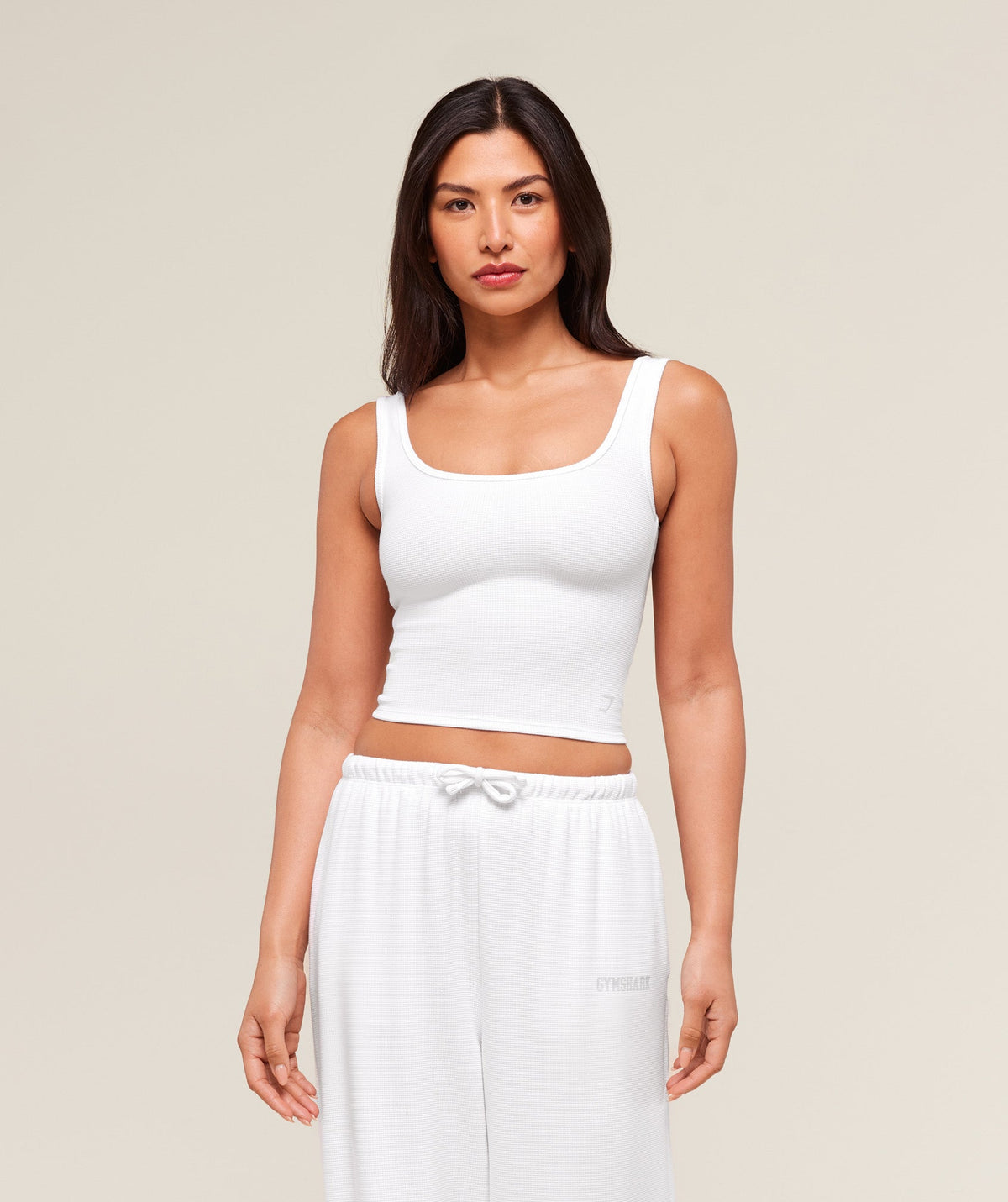 Gymshark Waffle Cropped Tank - White