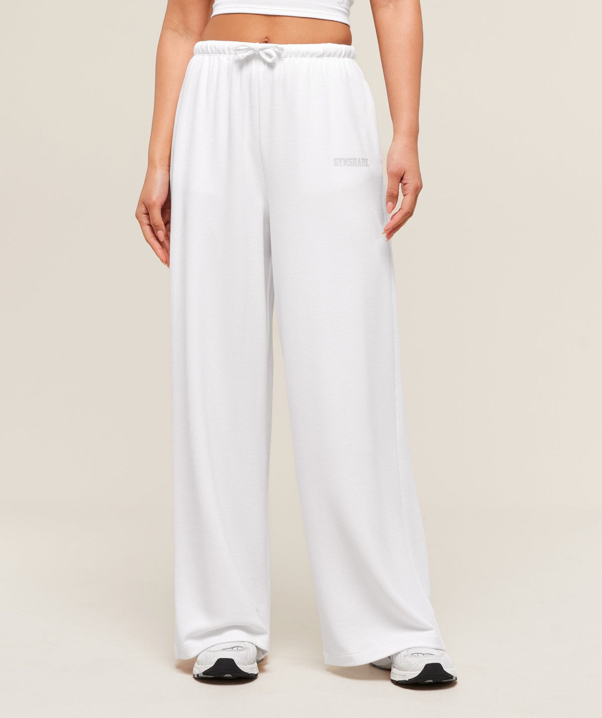 Gymshark Waffle Wide Leg Pants - White