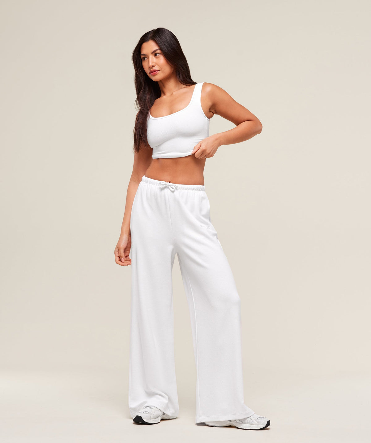 Gymshark Waffle Wide Leg Pants - White
