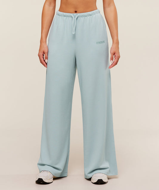Gymshark Waffle Wide Leg Pants - Smoke Blue