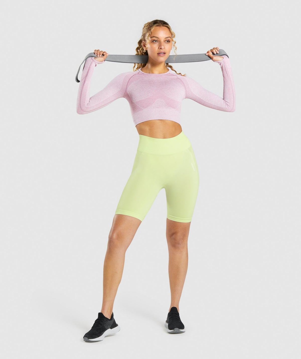 Gymshark Flex Sports Long Sleeve Crop Top - Light Purple Marl