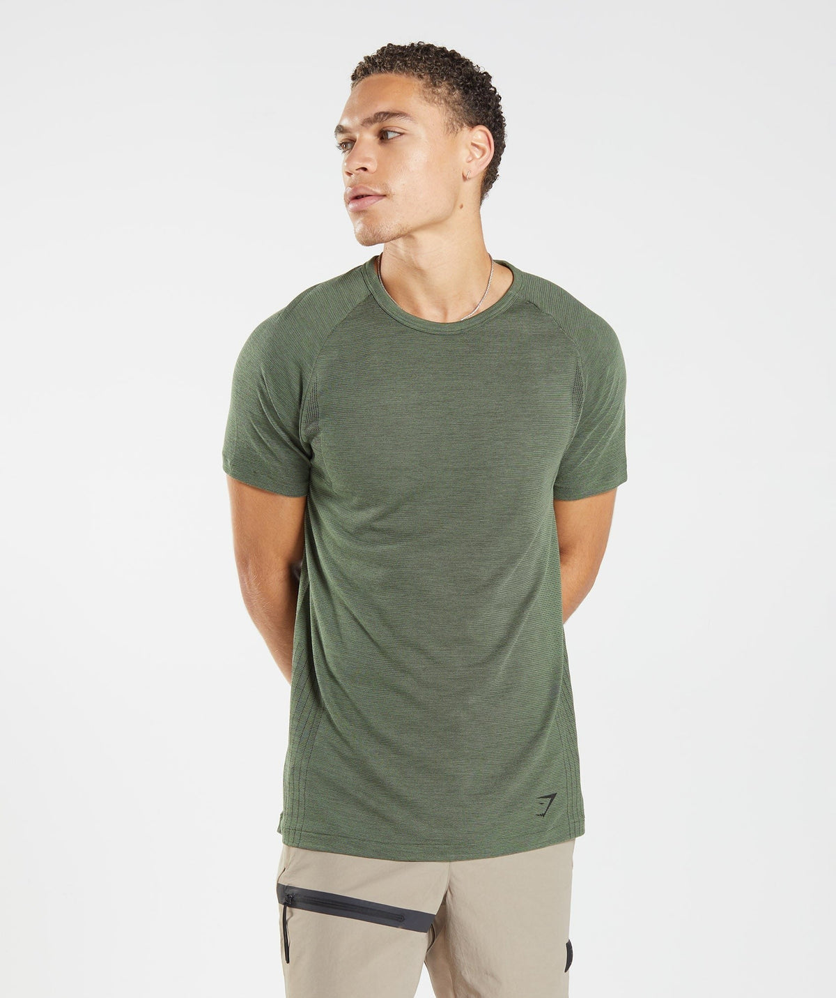 Gymshark Retake Seamless Tee - Core Olive/Black Marl