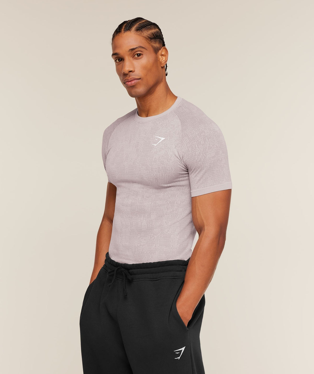 Gymshark Geo Seamless Grid Tee - Dawn Purple/Dusk Purple