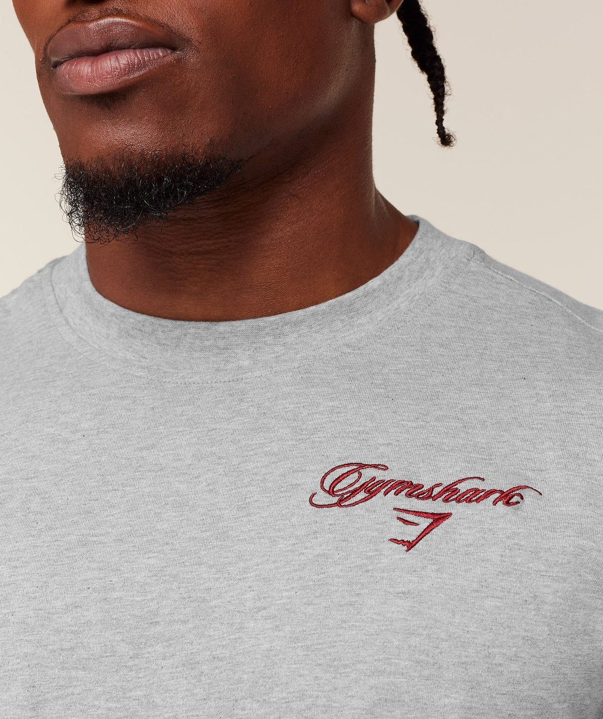 Gymshark Eagle Script Graphic Tee - Light Grey Core Marl