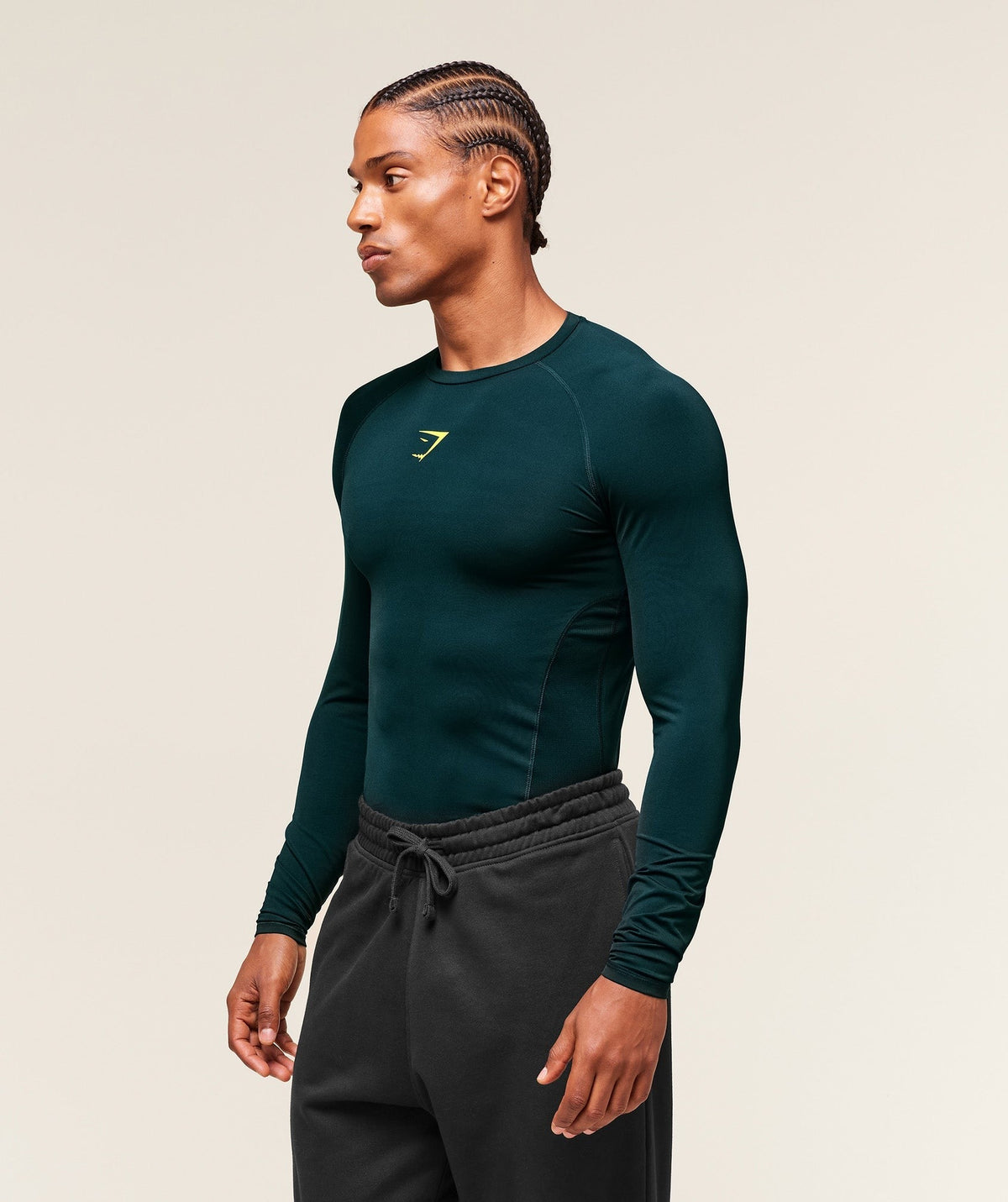 Gymshark Element Baselayer Long Sleeve Tee - Deep Petrol Blue/Sorbet Yellow