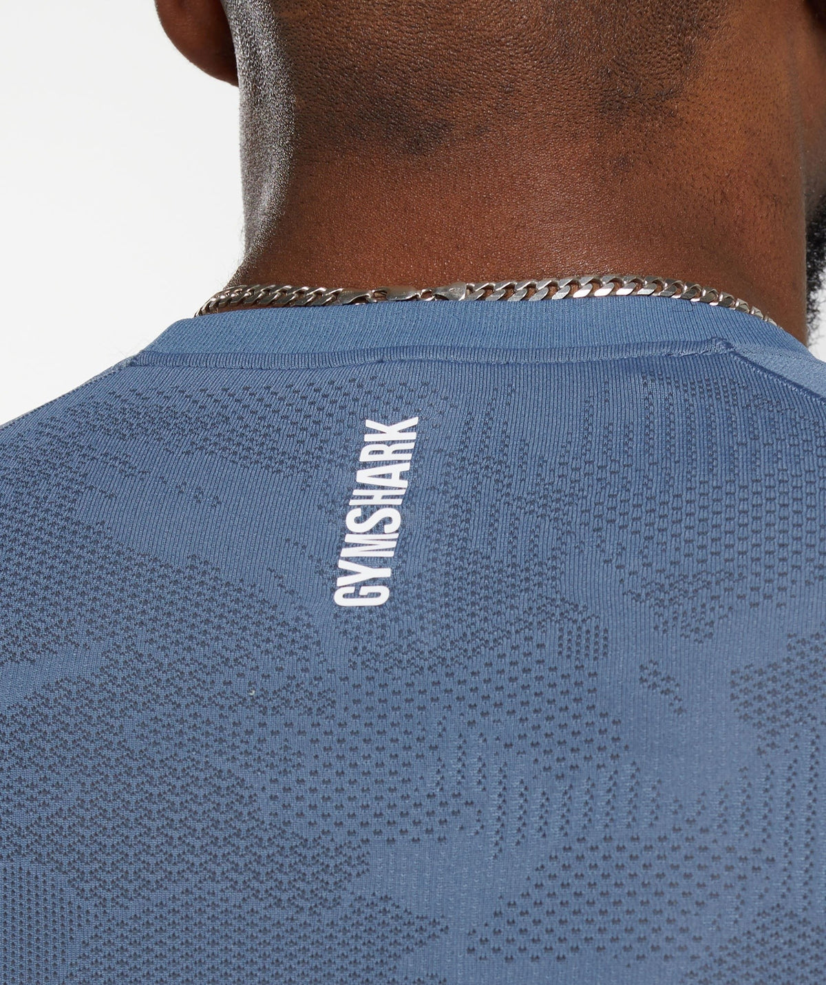 Gymshark Geo Seamless Tee - Faded Blue/Titanium Blue